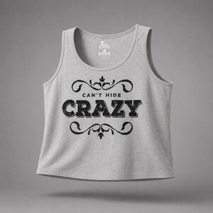 Gone Country Womens Gray Cant Hide Crazy Graphic Tank Top Cotton Size XL